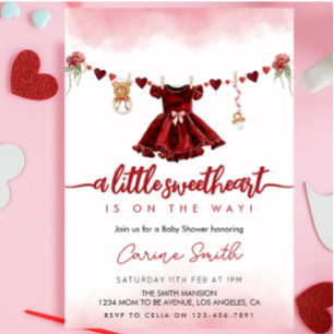 Invitación Rojo Un poco querido San Valentín Baby Shower