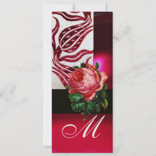 Invitación ROJO VELVET TULIPS MONOGRAM Hielo blanco de Borgoñ
