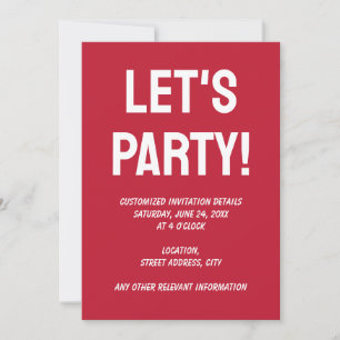 Invitación Rojo verdadero sólido clásico