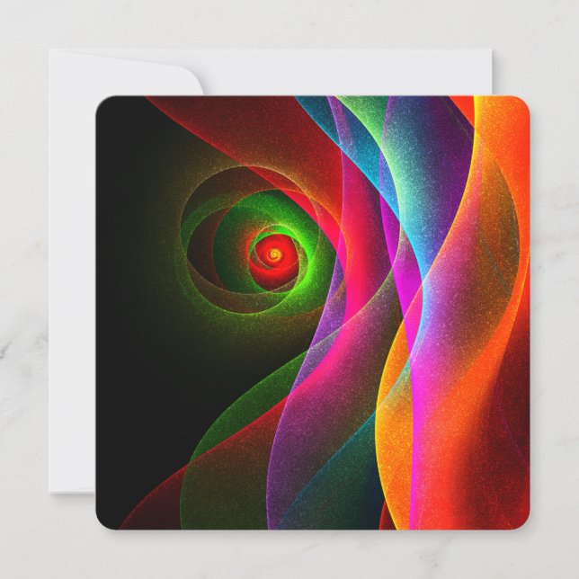 Invitación Rojo Verde Naranja Moderno Patrón de Arte Abstract (Anverso)