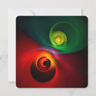 Invitación Rojo Verde Yin Yang Patrón de Arte Abstracto Moder