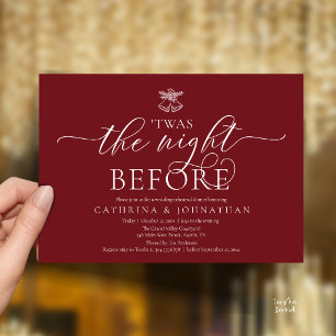 Invitación Rojo Vino 'Era La Noche Antes De La Cena De Ensayo