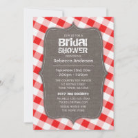 Rojo y blanco Gingham Canvas Bridal Shower