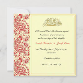 Invitación Rojo y boda musulmán del oro