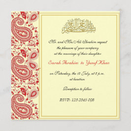 Invitación Rojo y boda musulmán del oro