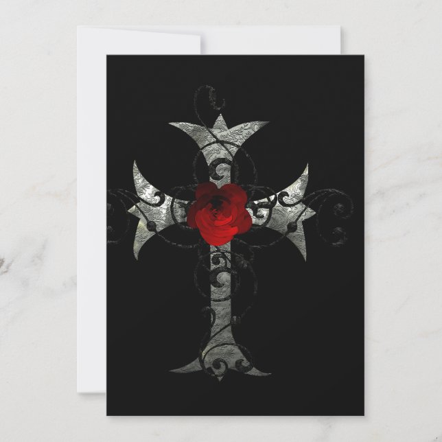 Invitación Rojo y ducha de novia gótica de la Cruz Roja (Anverso)