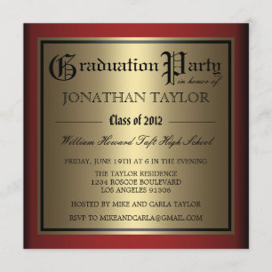 Invitación Rojo y graduación del oro