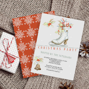 Invitación Rojo y gris   Fiesta de patinaje sobre hielo y reg