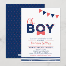 Rojo y Marina | Moderna Typography Boy Baby Shower
