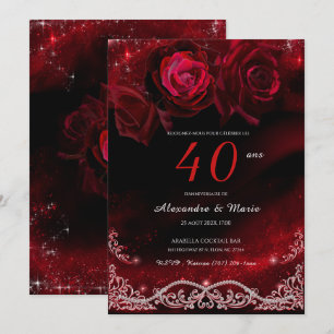 Invitación Rojo y Negro 40º Aniversario de Boda