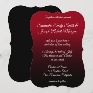 Invitación Rojo y Negro Ombre Caligrafía Elegante Boda
