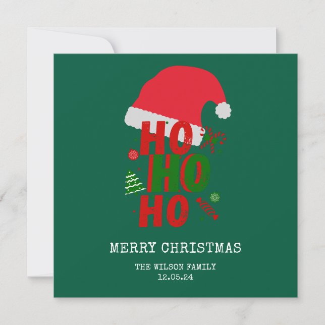 Invitación Rojo y Verde Feliz Navidad (Anverso)