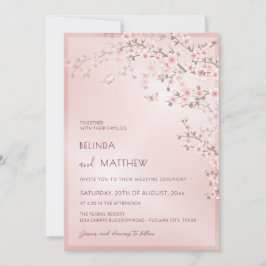 Invitación Rojorosa Flor de Cerezo | Boda Casual Fotografía