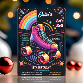 Invitación Roll cool chicas Roller Skating 13th Birthday