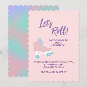 Invitación Roll Pink 90s Chica Roller Rink Birthday