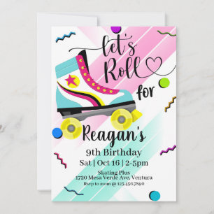 Invitación Roll, Roller Skating Invitation, Roller's roller