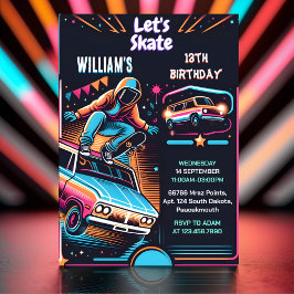 Invitación Roll Scooter Jump Zone Skateboarding 13 cumpleaños