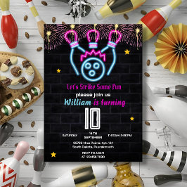 Invitación Roll Strike cool deportes azules Bowling 10 cumple