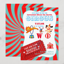 Invitación ROLL UP CIRCUS 2do Nacimiento Niño Chica Gran Show