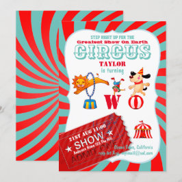 Invitación ROLL UP CIRCUS 2do Nacimiento Niño Chica Gran Show