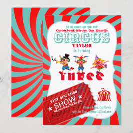 Invitación ROLL UP CIRCUS 3er cumpleaños Chica gran show
