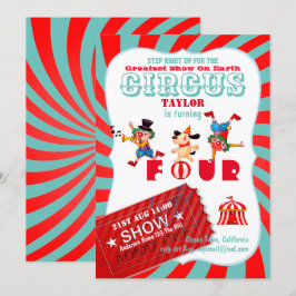 Invitación ROLL UP CIRCUS 4to Nacimiento Niño Chica Gran Show
