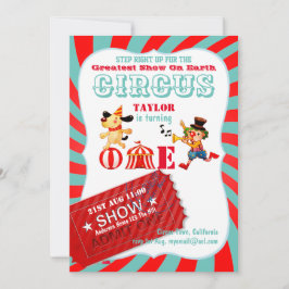 Invitación ROLL UP CIRCUS Primer cumpleaños Chica gran show