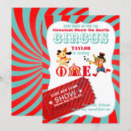Invitación ROLL UP CIRCUS Primer cumpleaños Chica gran show