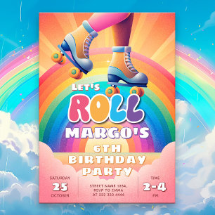 Invitación Roller Disco Celebración del Cumpleaños del Arcoir