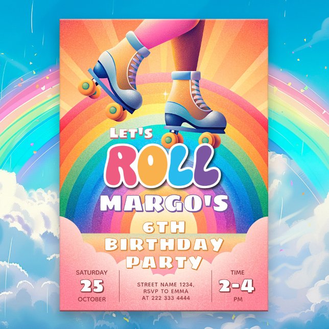 Invitación Roller Disco Celebración del Cumpleaños del Arcoir (Subido por el creador)