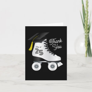 Invitación Roller Skate Graduate Party Skyline Rink Black