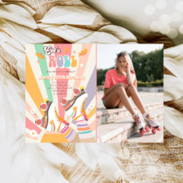 Invitación Roller Skate Retro Groovy Fiesta de cumpleaños I