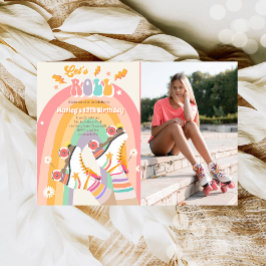 Invitación Roller Skate Retro Groovy Fiesta de cumpleaños I