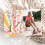 Invitación Roller Skate Retro Groovy Fiesta de cumpleaños I<br><div class="desc">(H) ¡Una invitación al patín de rodillos divertida y linda! Tema del patinaje sobre patines retro.</div>