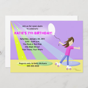 Invitación ROLLER SKATE Rollersking 5x7 Cumpleaños