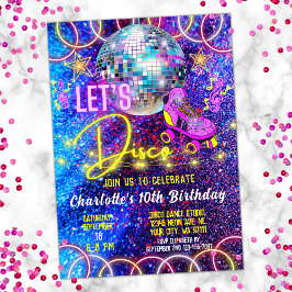 Invitación Roller Skating Let's Disco Bright Neon Pink Glow
