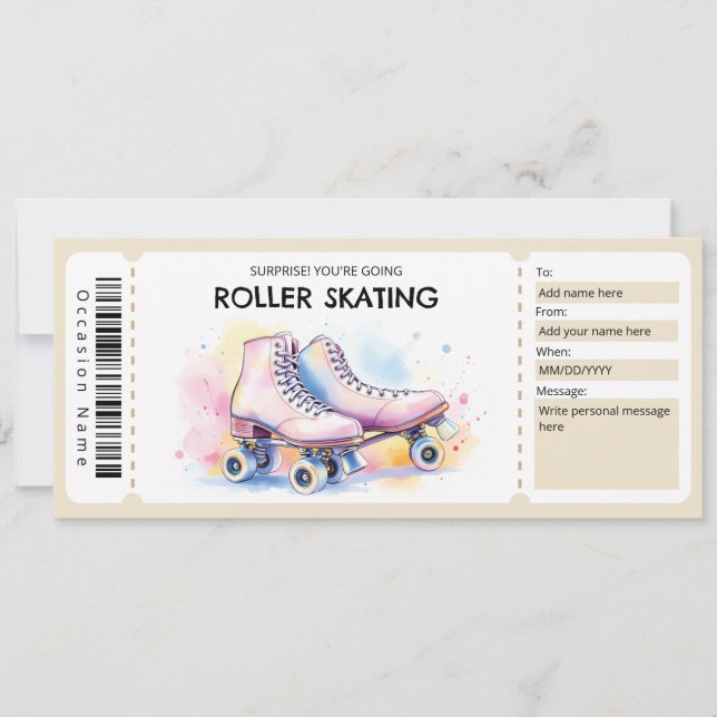 Invitación Roller Skating Ticket Gift Certificate (Anverso)