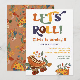 Invitación Roller Skin Retro Hippie Cumpleaños