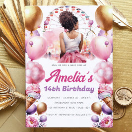 Invitación Rollercoaster Fiesta Personalizado afroamericano