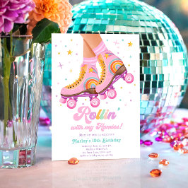 Invitación Rollin con mi Chica de patinaje sobre patines de c