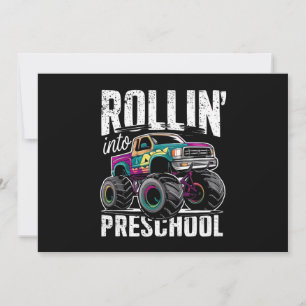Invitación 'Rollin' en un monstruo preescolar de vuelta a la 