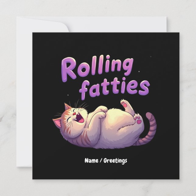 Invitación Rolling Fatties Cat Meme Funny and Cute Chonk Cats (Anverso)