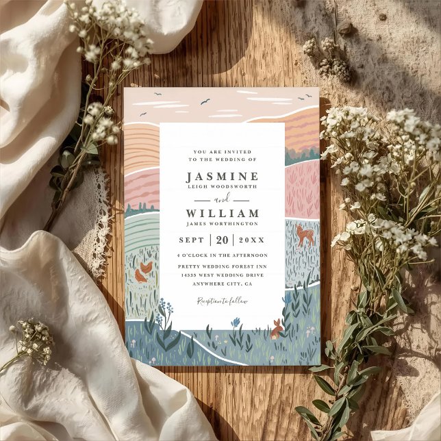 Invitación Rolling Hills Rustic Countryside QR Code Wedding (Subido por el creador)