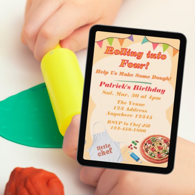 Invitación Rolling into, Pizza Playdoh Birthday (Subido por el creador)