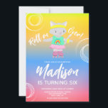 Invitación Rolling Skates Kitten Kids Rainbow Birday Party<br><div class="desc">Patinaje deportivo Invitaciones de fiesta temática de cumpleaños con lindo gatito.</div>