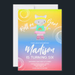 Invitación Rolling Skates Kitten Kids Rainbow Birday Party<br><div class="desc">Patinaje deportivo Invitaciones de fiesta temática de cumpleaños con lindo gatito.</div>