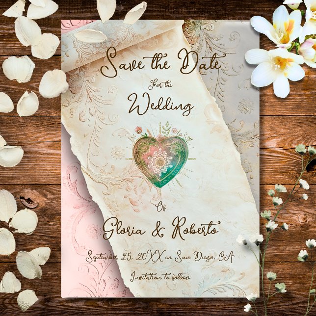 Invitación Rollo Barroco Sonrojado y Sagrado Corazón (Subido por el creador)