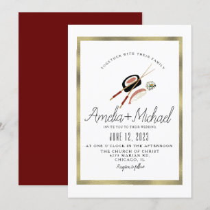 Invitación Rollo de Sushi Asiático Restaurante Japón Boda
