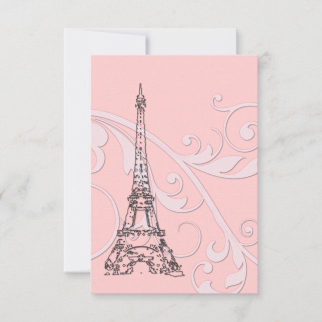 Invitación Rollo pintado y Torre Eiffel (Anverso)