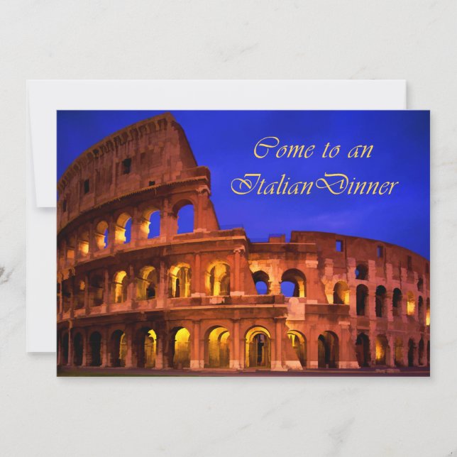 Invitación Roma Colosseum en la cena del italiano de la noche (Anverso)